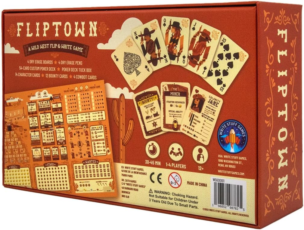 Fliptown - a flip-and-Write Game Where You Explore a Wild west Town for 1-4 Players